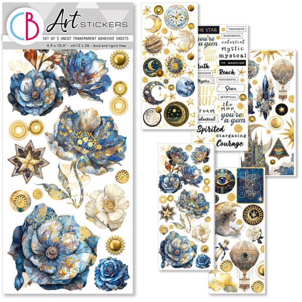 Ciao Bella - Aufkleber "Celestial" Transparent Adhesive Sheets 4,72x10,23 Inch - 5 Bogen