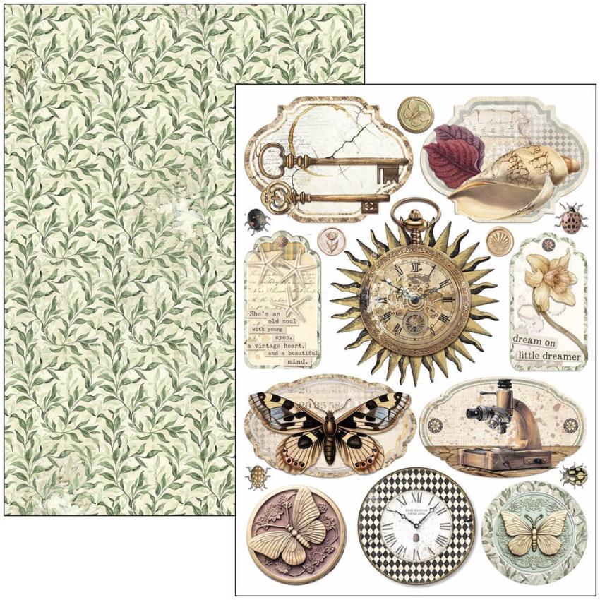 Ciao Bella - Stanzteile "Cabinet of Curiosities" Creative Pad A4 - 9 Bogen