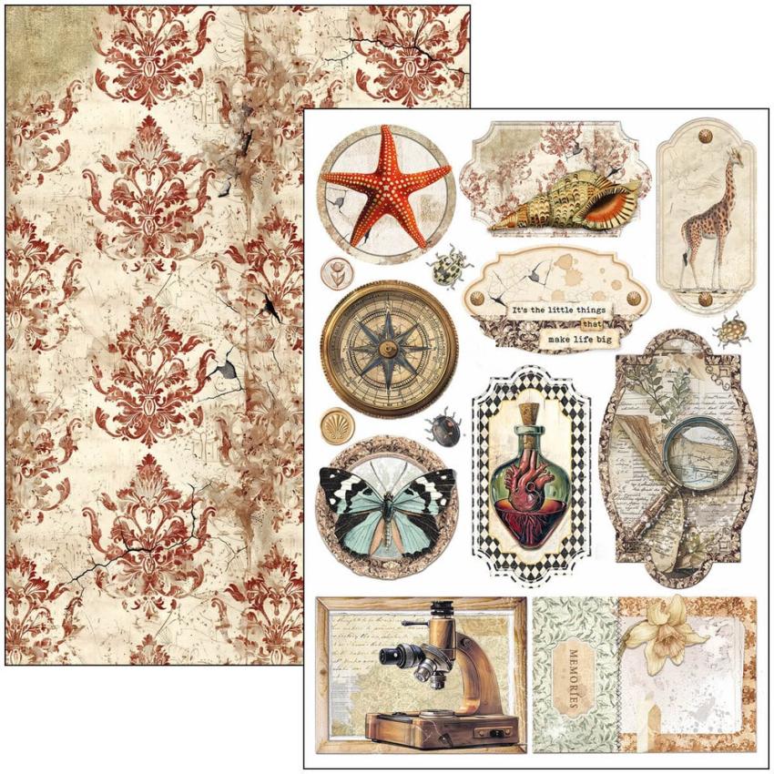 Ciao Bella - Stanzteile "Cabinet of Curiosities" Creative Pad A4 - 9 Bogen