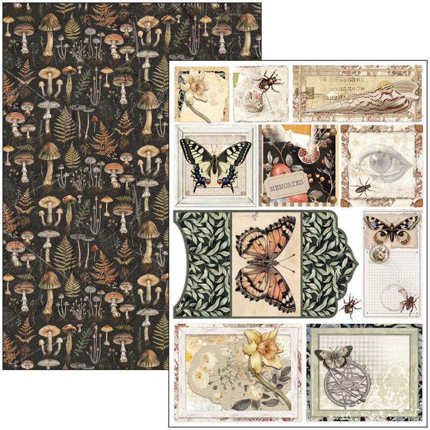 Ciao Bella - Stanzteile "Cabinet of Curiosities" Creative Pad A4 - 9 Bogen