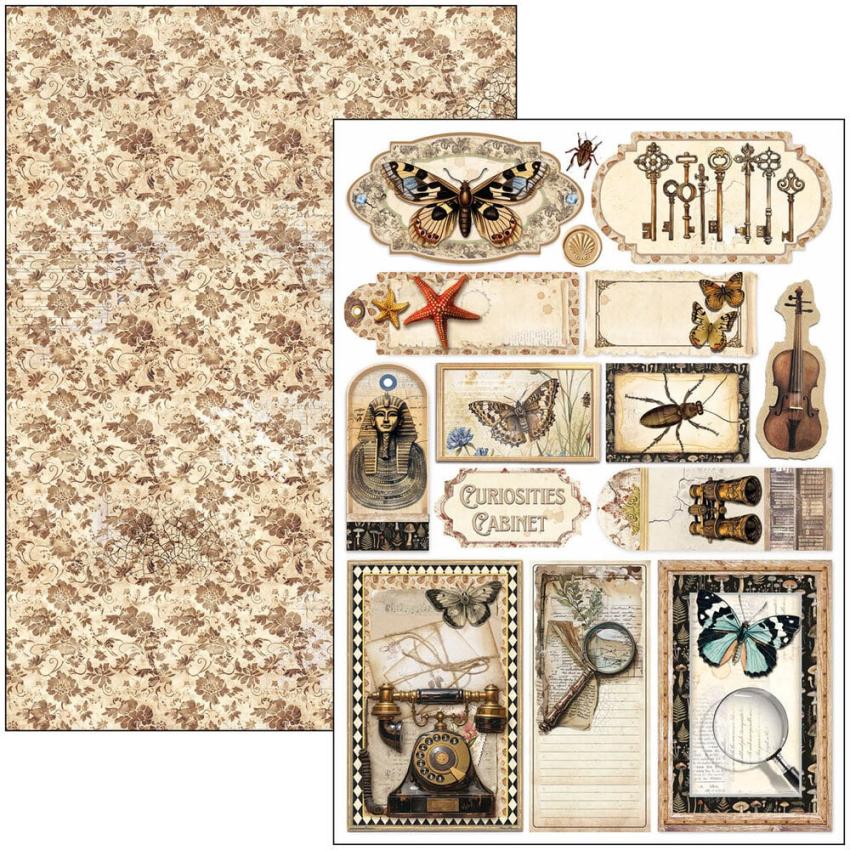 Ciao Bella - Stanzteile "Cabinet of Curiosities" Creative Pad A4 - 9 Bogen