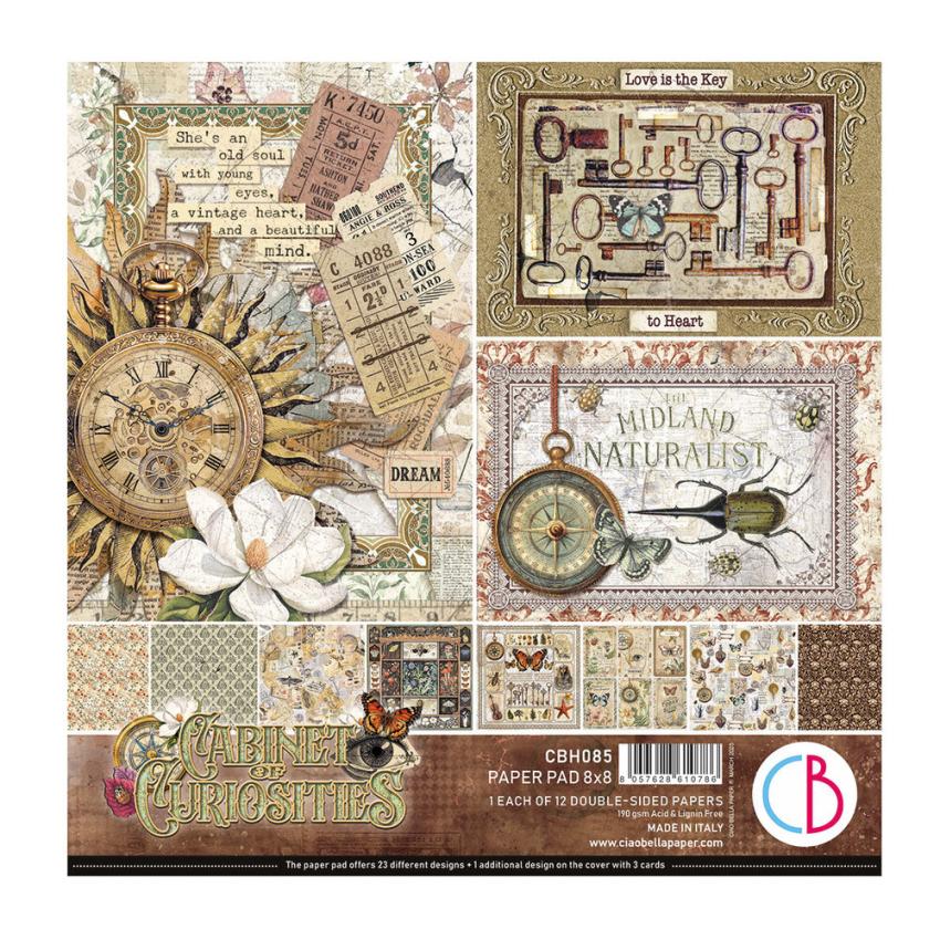 Ciao Bella - Designpapier "Cabinet of Curiosities" Paper Pack 8x8 Inch - 12 Bogen