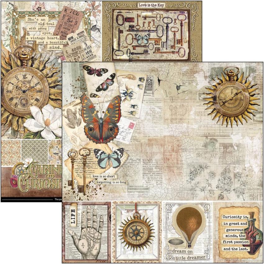Ciao Bella - Designpapier "Cabinet of Curiosities" Paper Pack 8x8 Inch - 12 Bogen