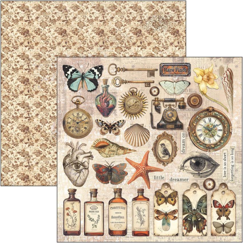 Ciao Bella - Designpapier "Cabinet of Curiosities" Paper Pack 8x8 Inch - 12 Bogen