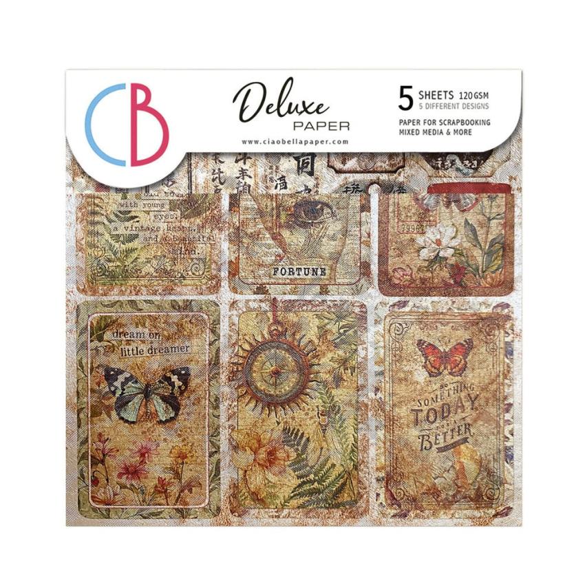 Ciao Bella - Designpapier "Cabinet of Curiosities Pearl-Copper" Deluxe Paper Pack 6x6 Inch - 5 Bogen