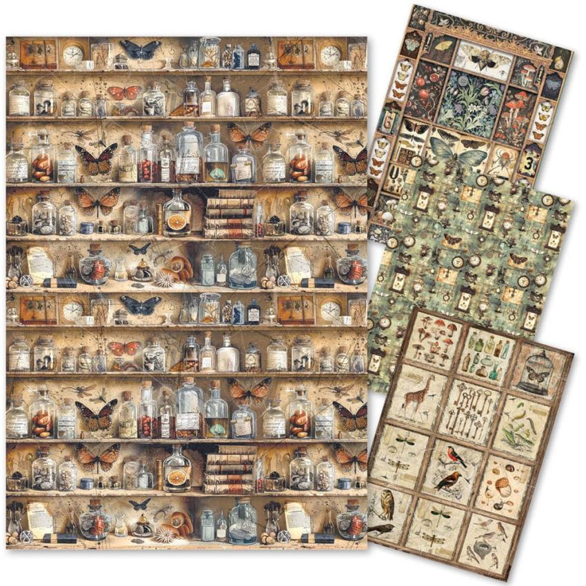 Ciao Bella - Decopatch Papier "Cabinet of Curiosites Mixed" Rice Paper A4 - 4 Bogen