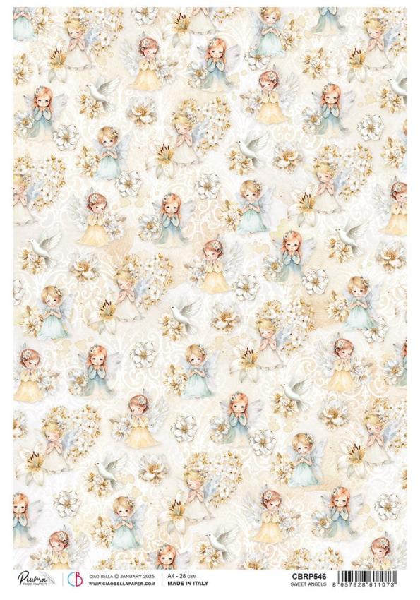 Ciao Bella - Decopatch Papier "Sweet Angels" Rice Paper A4 - 5 Bogen