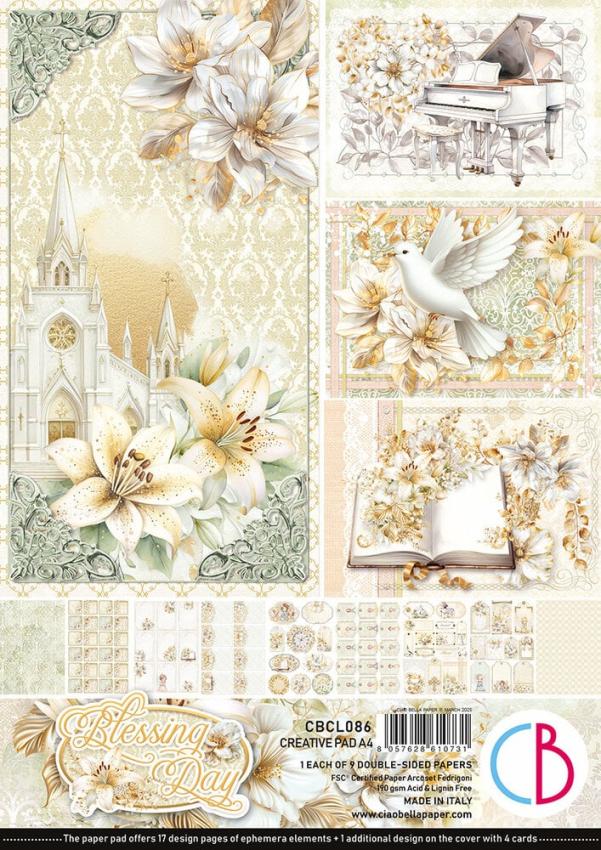 Ciao Bella - Stanzteile "Blessing Day" Creative Pad A4 - 9 Bogen