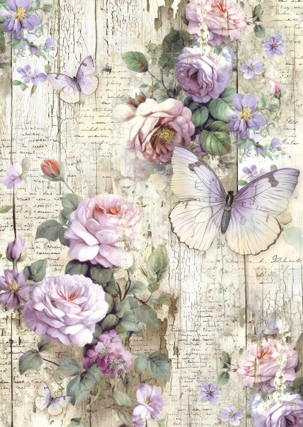 Ciao Bella - Seidenpapier - Decopatch Papier "Whismical Butterflies" Tissue Paper A4 - 6 Bogen