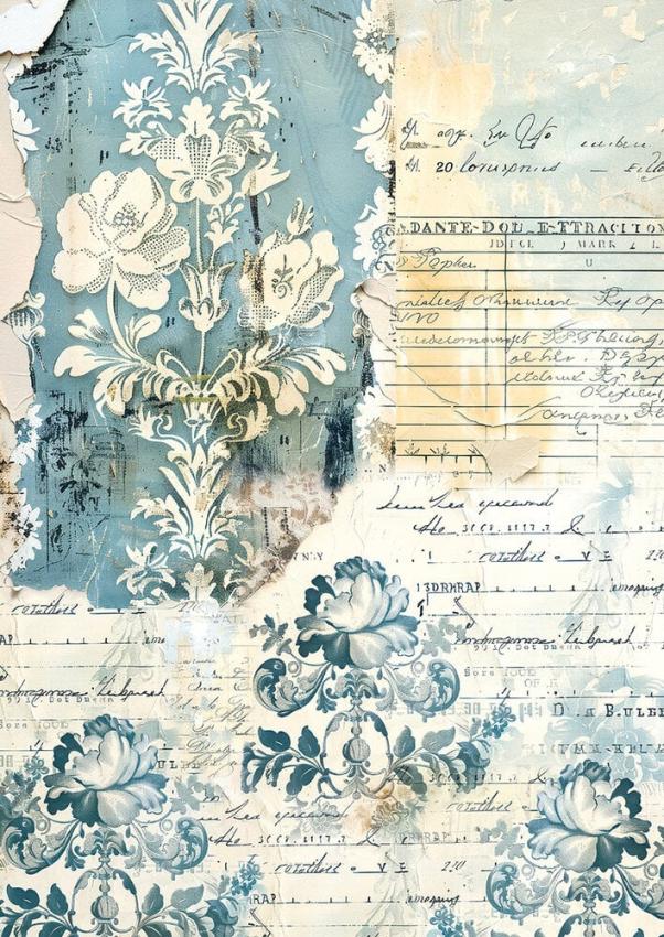Ciao Bella - Seidenpapier - Decopatch Papier "French Blue" Tissue Paper A4 - 6 Bogen