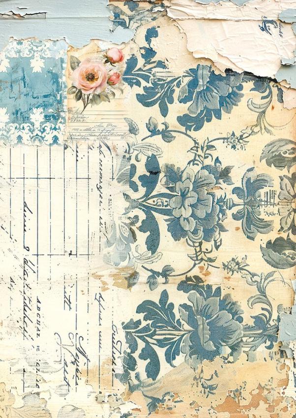 Ciao Bella - Seidenpapier - Decopatch Papier "French Blue" Tissue Paper A4 - 6 Bogen