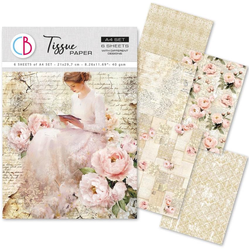 Ciao Bella - Seidenpapier - Decopatch Papier "A Timeless Love" Tissue Paper A4 - 6 Bogen