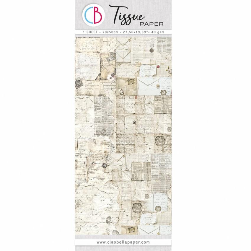 Ciao Bella - Seidenpapier - Decopatch Papier "Antique Handwritten Letter" Tissue Paper 70x50cm - 1 Bogen