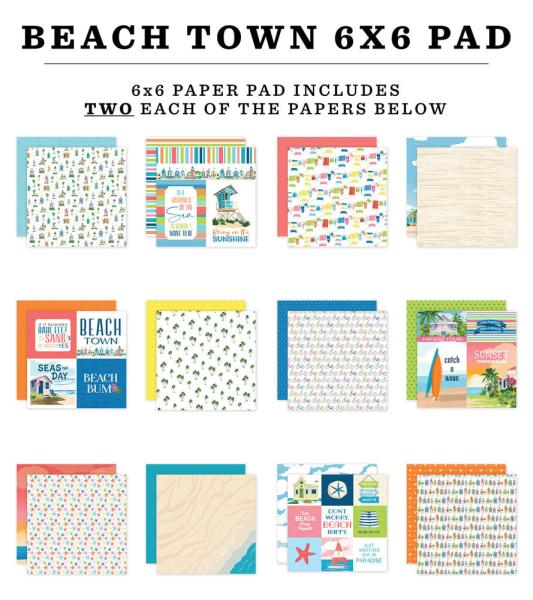 Carta Bella - Designpapier "Beach Town" Paper Pad 6x6 Inch - 24 Bogen