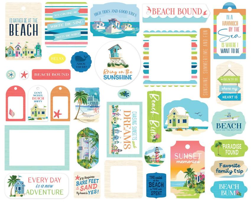 Carta Bella - Stanzteile & Anhänger "Beach Town" Ephemera Frames & Tags