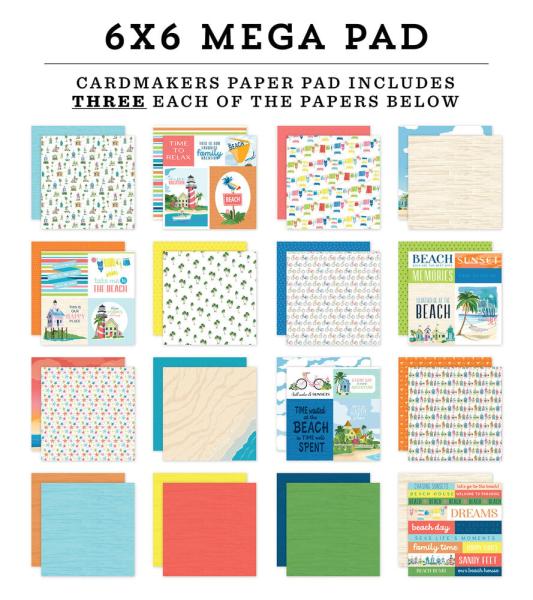 Carta Bella - Designpapier "Beach Town" Cardmakers Mega Pad 6x6 Inch - 48 Bogen