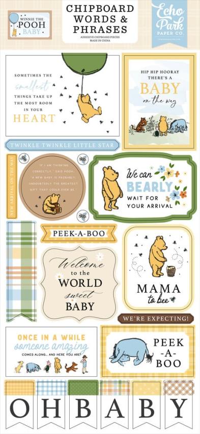 Echo Park - Sticker "Winnie The Pooh Baby" Chipboard 6x13 Inch