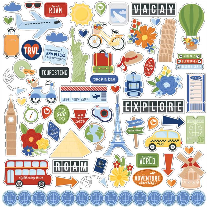 Echo Park - Designpapier "Born To Travel" Collection Kit 12x12 Inch - 12 Bogen