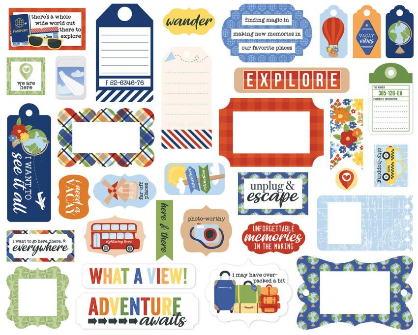 Echo Park - Stanzteile & Anhänger "Born To Travel" Frames & Tags 