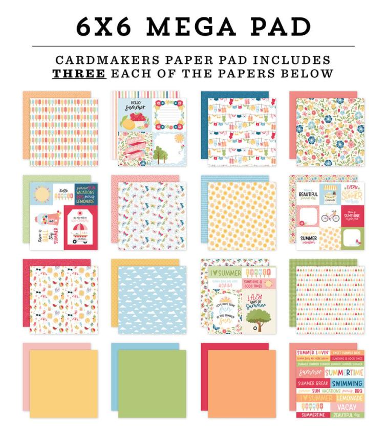 Echo Park - Designpapier "Have A Great Summer" Cardmakers Mega Pad 6x6 Inch - 48 Bogen