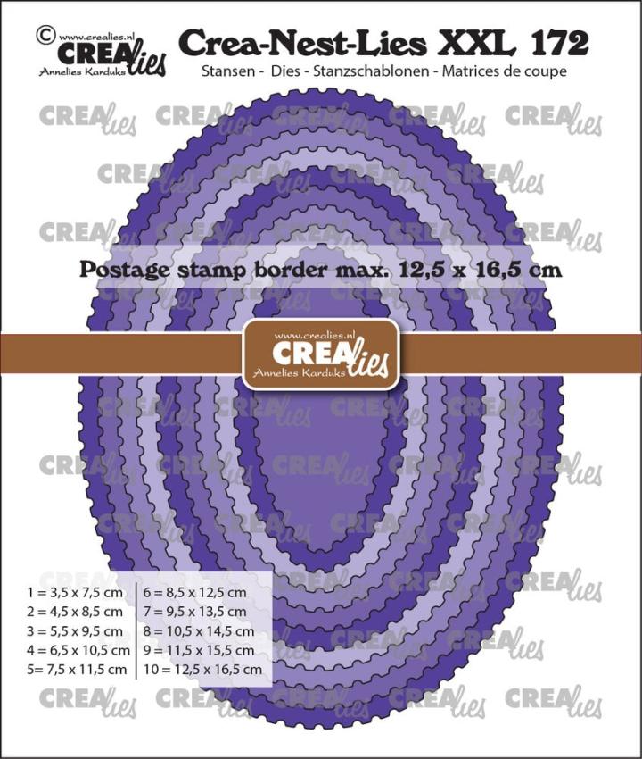 Crealies - Stanzschablone "No. 172 Ovalen met Postzegelrand" Crea-Nest-Lies XXL Dies