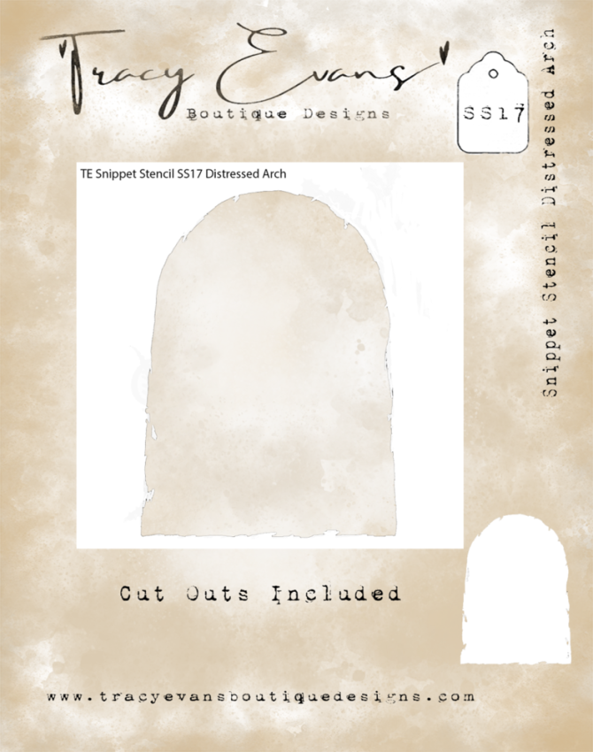 Tracy Evans - Schablone 4x4 Inch "Distressed Arch" Stencil 