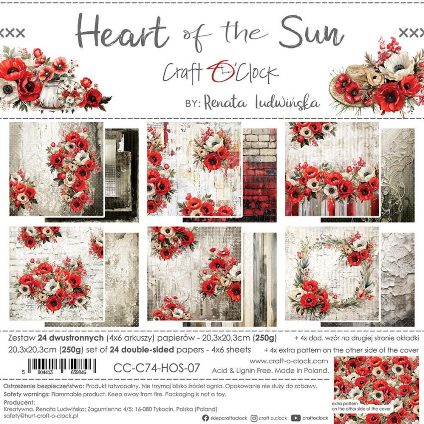 Craft OClock - Designpapier "Heart of the Sun" Paper Pack 8x8 Inch - 24 Bogen