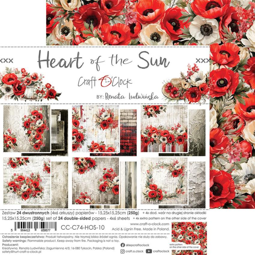 Craft OClock - Designpapier "Heart of the Sun" Paper Pack 6x6 Inch - 24 Bogen