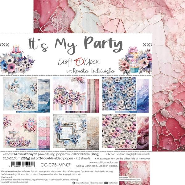 Craft OClock - Designpapier "It's My Party" Paper Pack 8x8 Inch - 24 Bogen