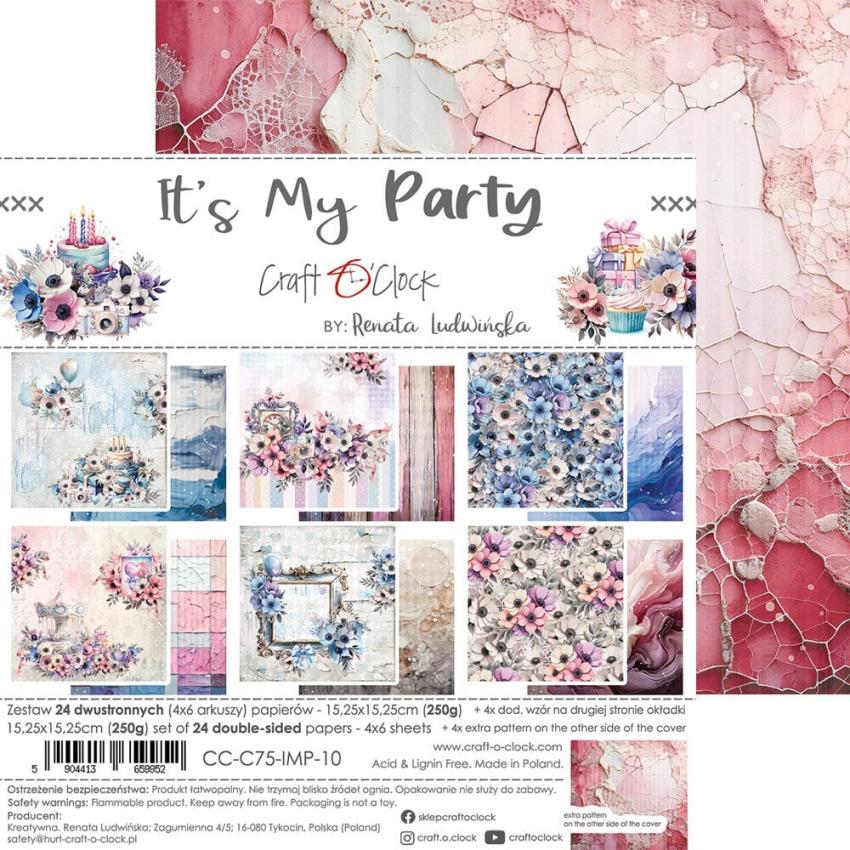 Craft OClock - Designpapier "It's My Party" Paper Pack 6x6 Inch - 24 Bogen