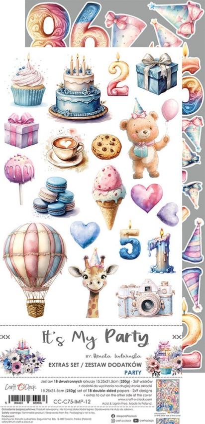Craft OClock - Ausschneidebogen "It's My Party" Extra Set Party - 18 Bogen