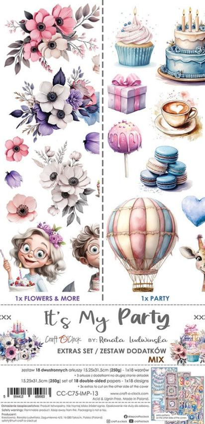 Craft OClock - Ausschneidebogen "It's My Party" Extra Set Mix - 18 Bogen