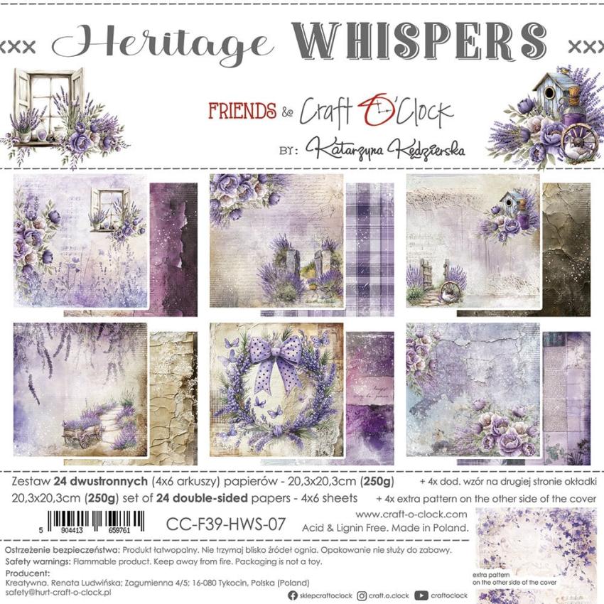 Craft OClock - Designpapier "Heritage Whispers" Paper Pack 8x8 Inch - 24 Bogen