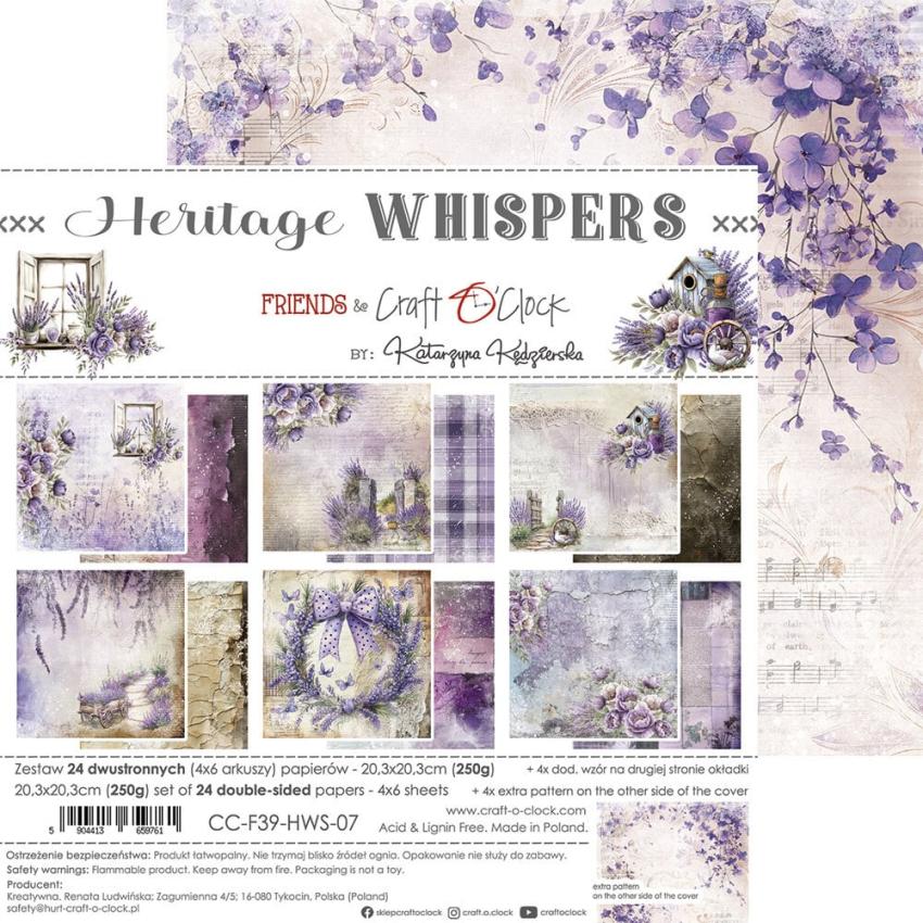 Craft OClock - Designpapier "Heritage Whispers" Paper Pack 8x8 Inch - 24 Bogen