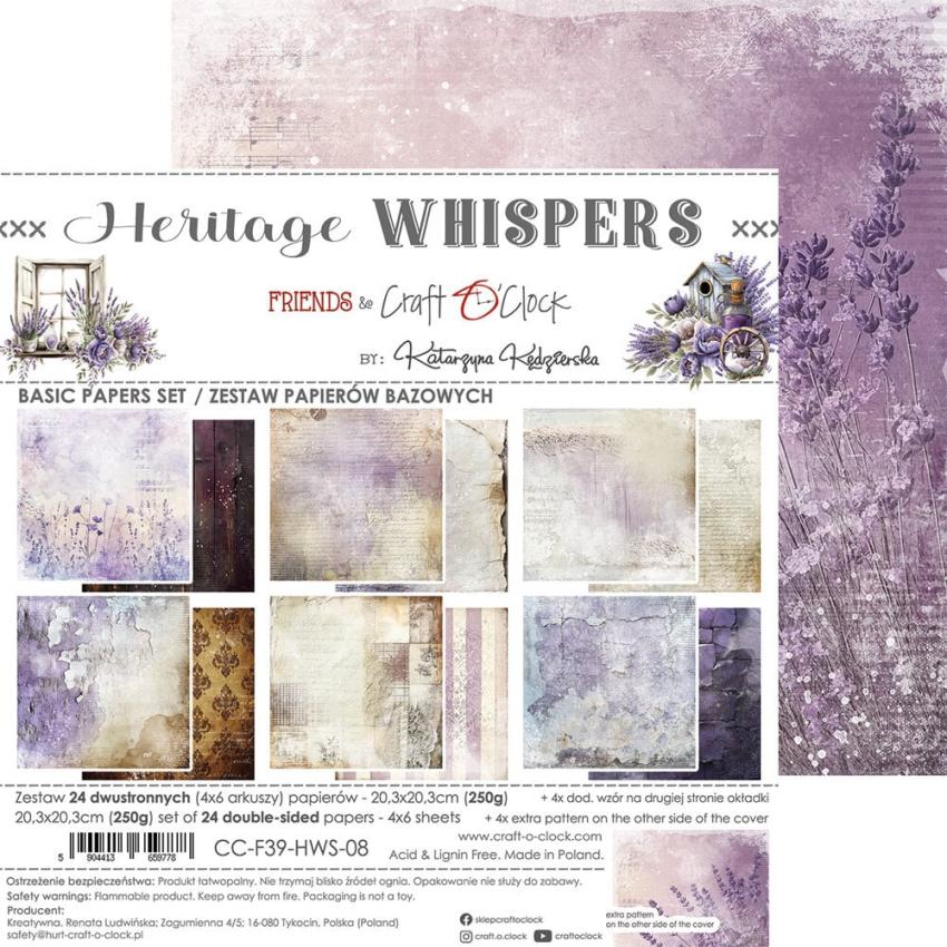 Craft OClock - Designpapier "Heritage Whispers" Basic Paper Pack 8x8 Inch - 24 Bogen
