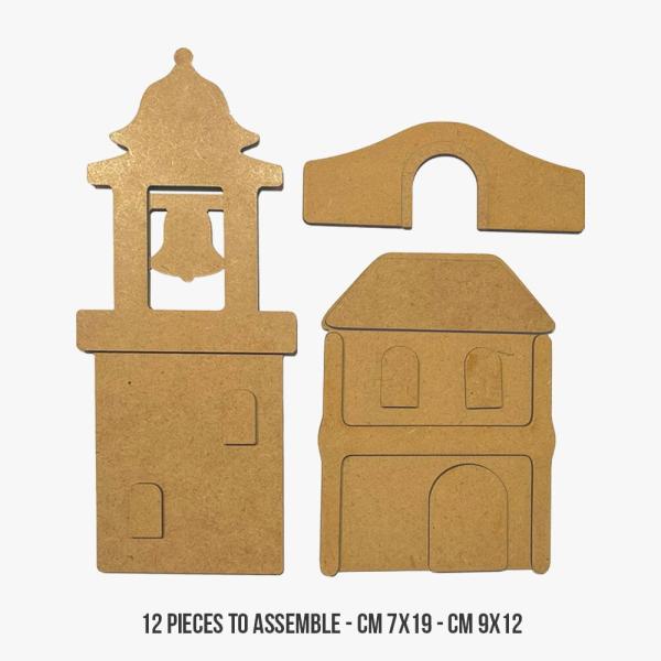 Stamperia - Holzteile "Silent Sea Village Bell Tower and Bridge Landscape" MDF Crafty Shapes Blanks