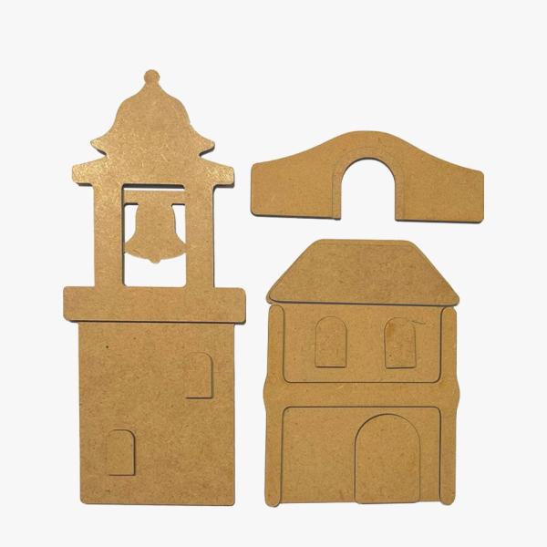 Stamperia - Holzteile "Silent Sea Village Bell Tower and Bridge Landscape" MDF Crafty Shapes Blanks