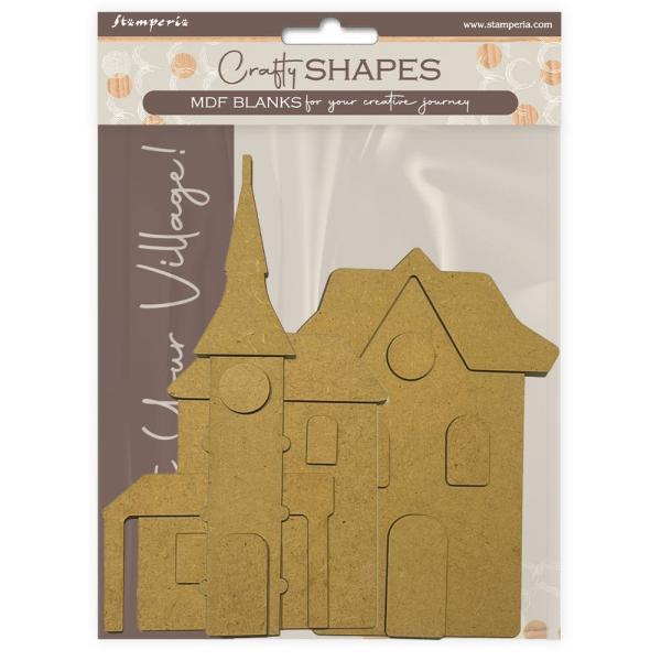 Stamperia - Holzteile "Silent Sea Village Tower Landscape" MDF Crafty Shapes Blanks
