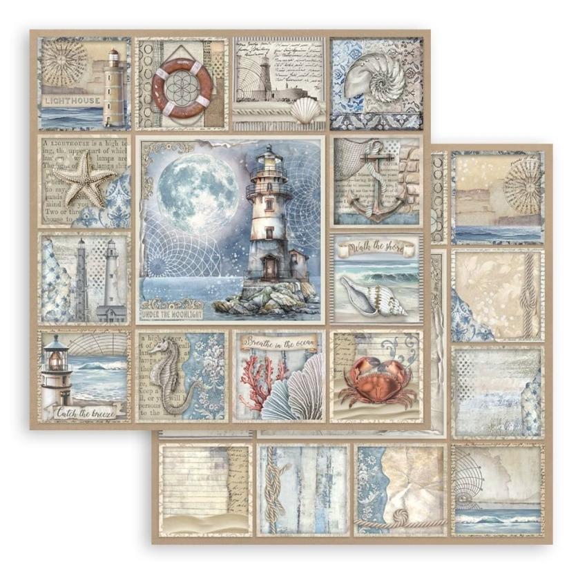Stamperia - Designpapier "Silent Sea" Paper Pack 8x8 Inch - 10 Bogen