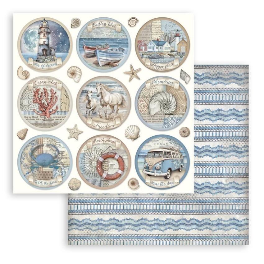 Stamperia - Designpapier "Silent Sea" Paper Pack 8x8 Inch - 10 Bogen