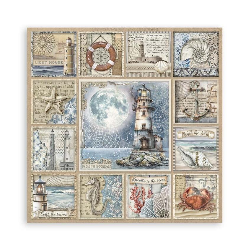 Stamperia - Designpapier "Silent Sea" Maxi Paper Pack 8x8 Inch - 22 Bogen