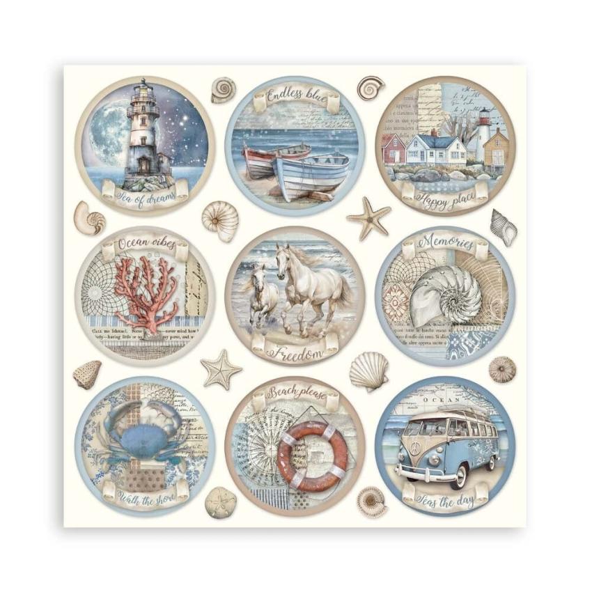 Stamperia - Designpapier "Silent Sea" Maxi Paper Pack 8x8 Inch - 22 Bogen