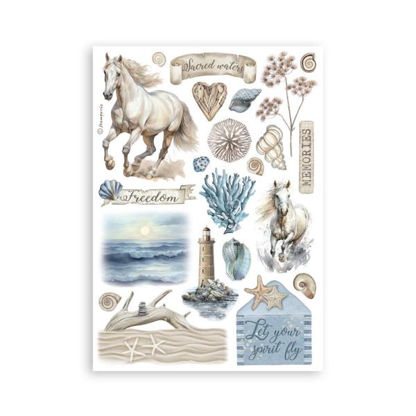 Stamperia - Washi Papier "Silent Sea" Washi Pad 14,8x21cm - 8 Bogen