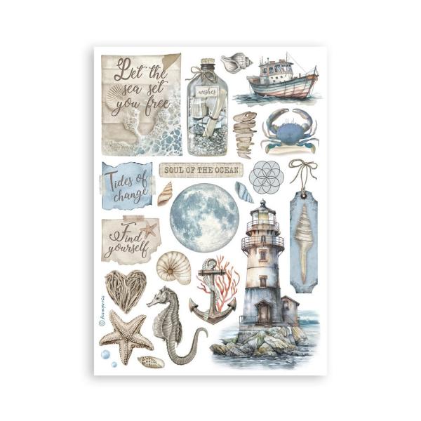 Stamperia - Washi Papier "Silent Sea" Washi Pad 14,8x21cm - 8 Bogen