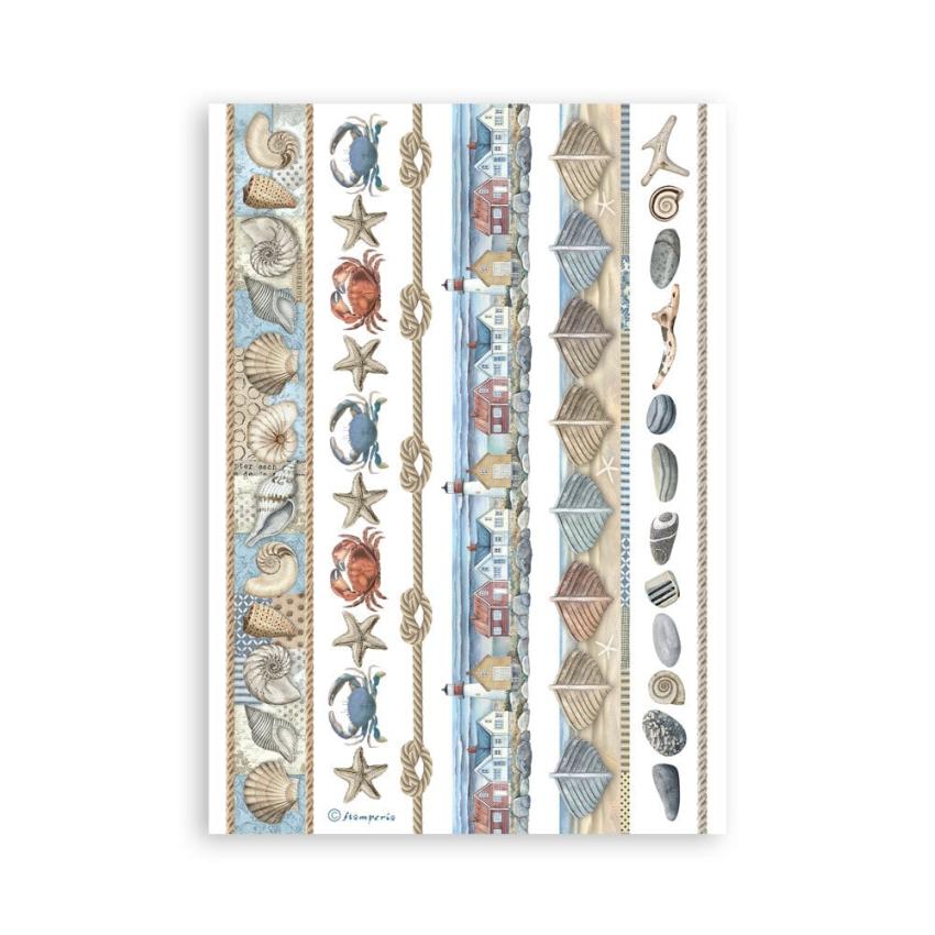 Stamperia - Washi Papier "Silent Sea" Washi Pad 14,8x21cm - 8 Bogen