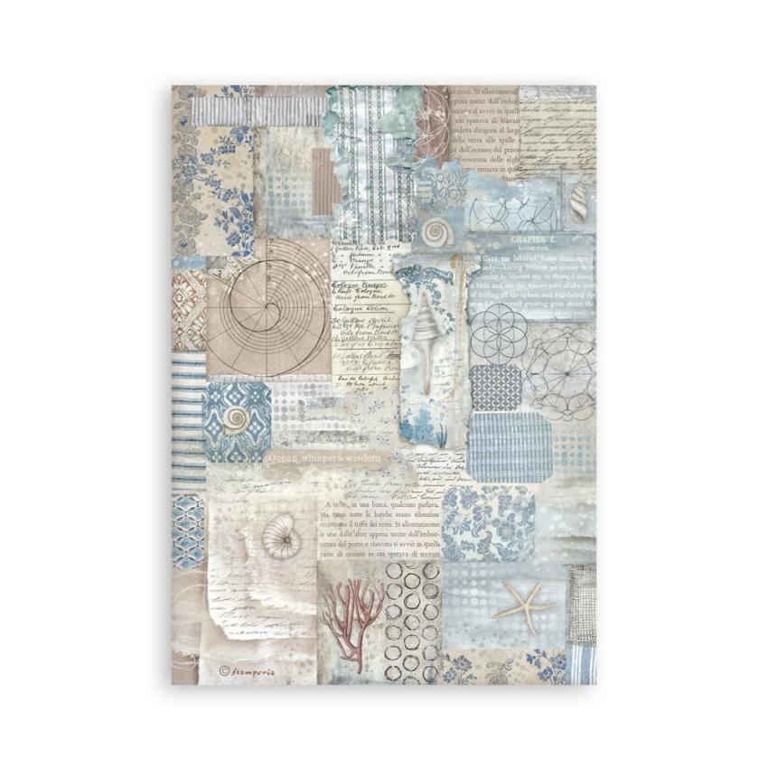 Stamperia - Washi Papier "Silent Sea" Washi Pad 14,8x21cm - 8 Bogen