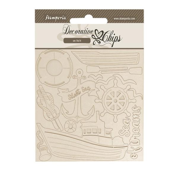 Stamperia - Holzteile 14x14 cm "Boat" Decorative Chips