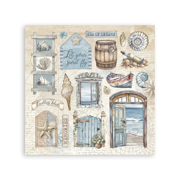 Stamperia - Aufkleber "Silent Sea" Sticker 16,5x16,5cm - 4 Bogen