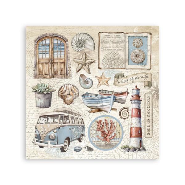 Stamperia - Aufkleber "Silent Sea" Sticker 16,5x16,5cm - 4 Bogen