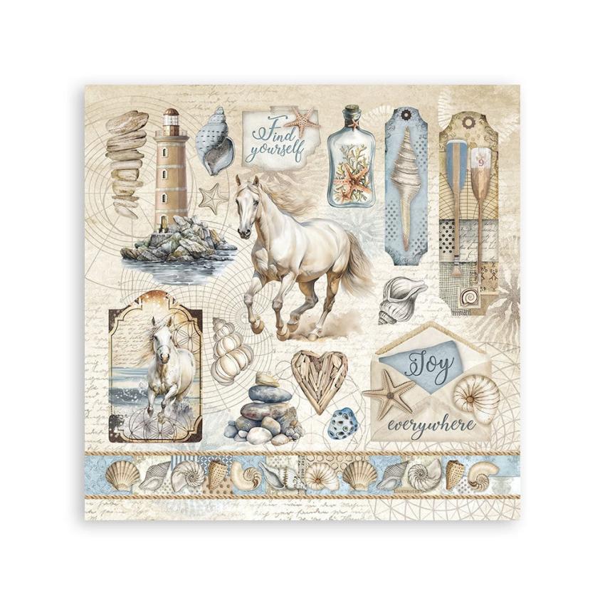 Stamperia - Aufkleber "Silent Sea" Sticker 16,5x16,5cm - 4 Bogen